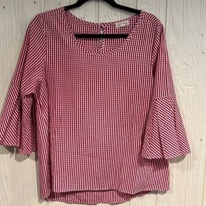 Emi & JOE Red Checkered Blouse Large